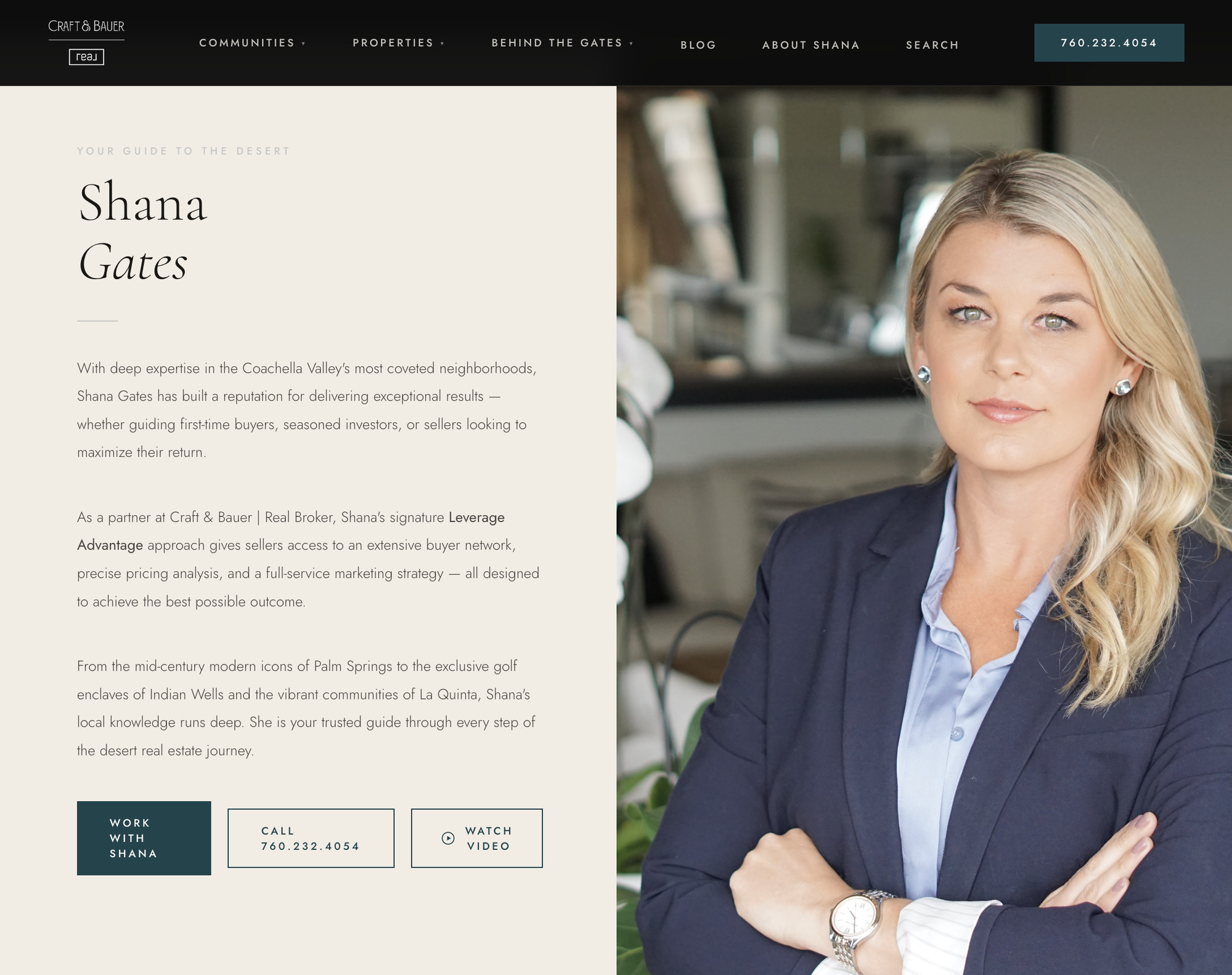 Meet-the-agent page — the brand and story, front and center