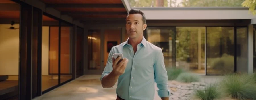a realtor holding his phone while doing a quick video walkthrough