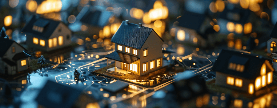 a circuit board filled with homes